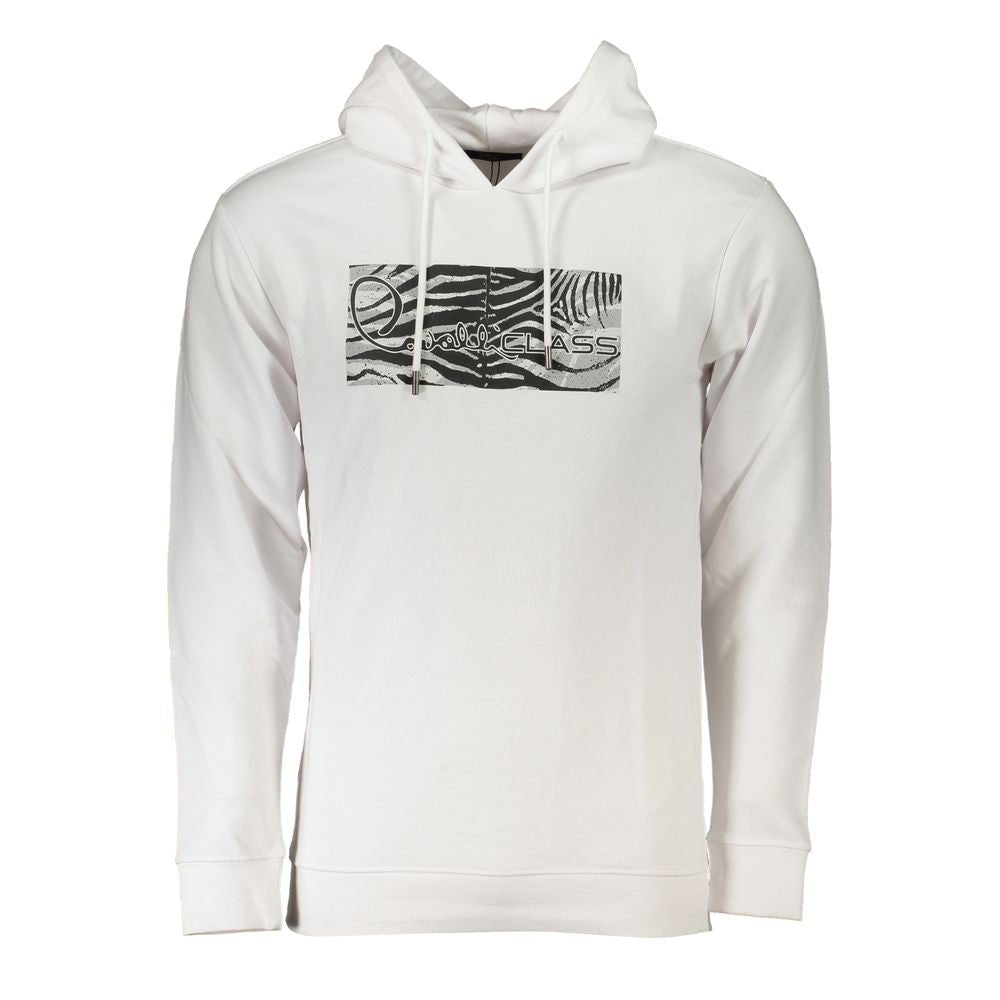 Cavalli Class White Brushed Logo Sweatshirt with Hood - PANTERA STORES