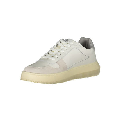 Calvin Klein Sleek White Lace-Up Sneakers with Contrast Details