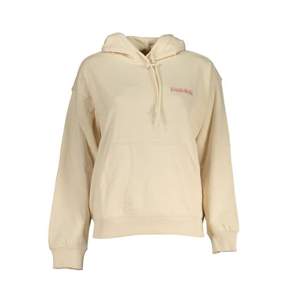 Napapijri Beige Cotton Hooded Sweatshirt with Contrast Details