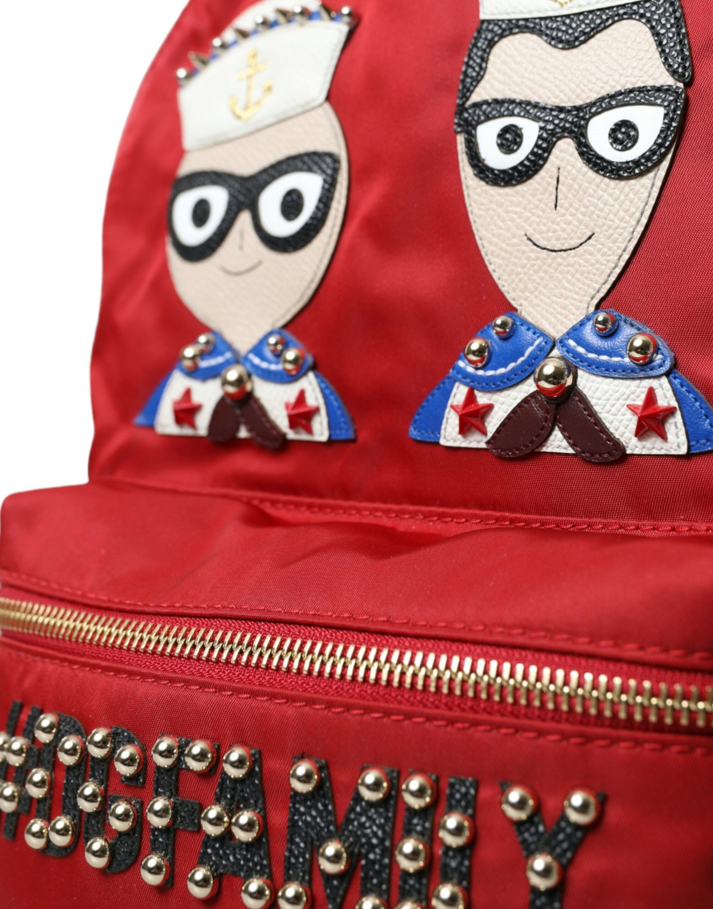 Dolce & Gabbana Embellished Red Backpack with Gold Detailing