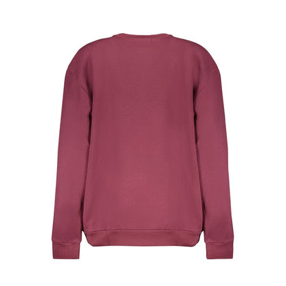 Cavalli Class Purple Fleece Crew Neck Sweatshirt with Logo Print