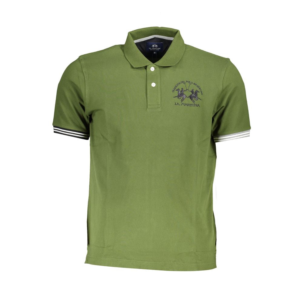 La Martina Chic Green Cotton Blend Polo Shirt