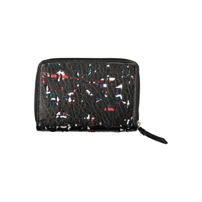 Desigual Elegant Black Zip Wallet with Contrasting Accents