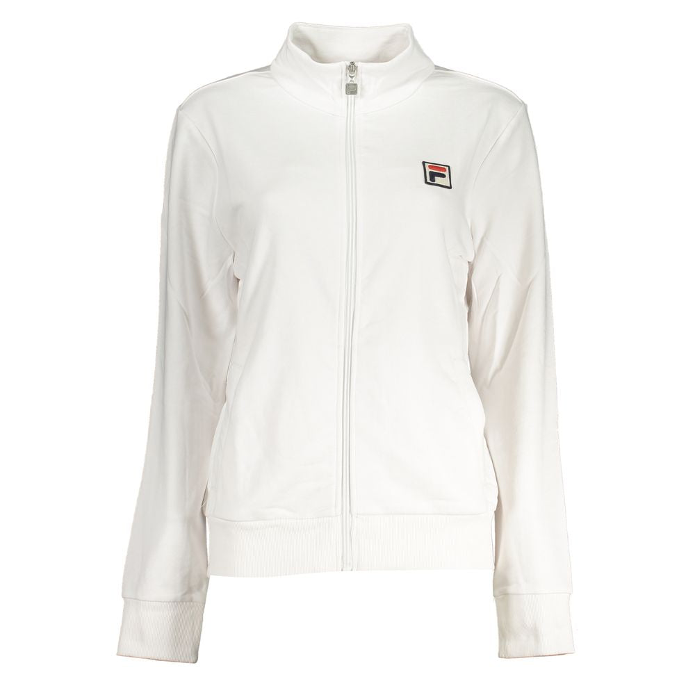 Fila Chic White Long Sleeve Zippered Sweatshirt