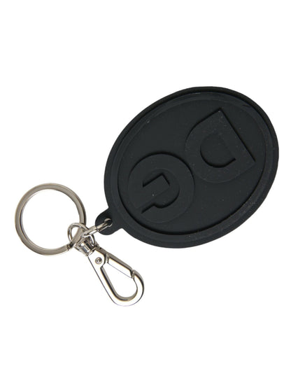 Dolce & Gabbana Chic Black and Silver Logo Keychain