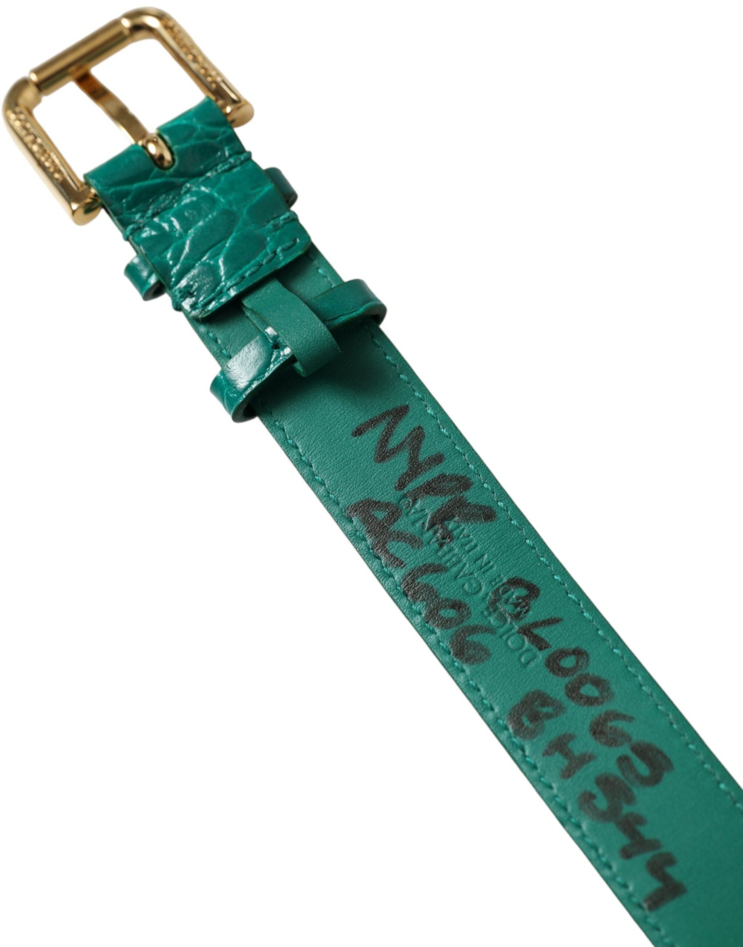 Dolce & Gabbana Elegant Green Leather Neck Band