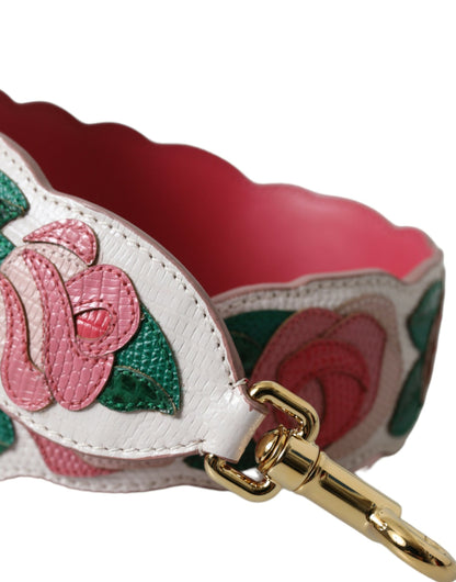 Dolce & Gabbana White Floral Leather Accessory Shoulder Strap