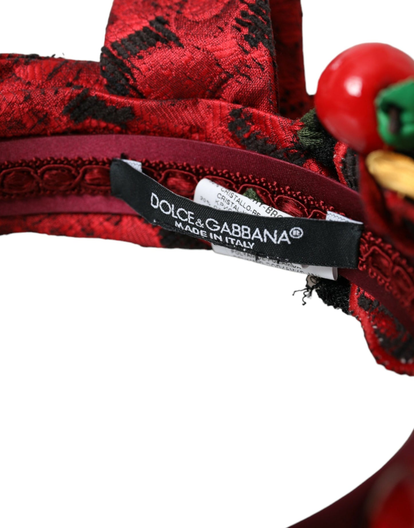 Dolce & Gabbana Red Cherry Sicily Embellished Women Hairband Diadem