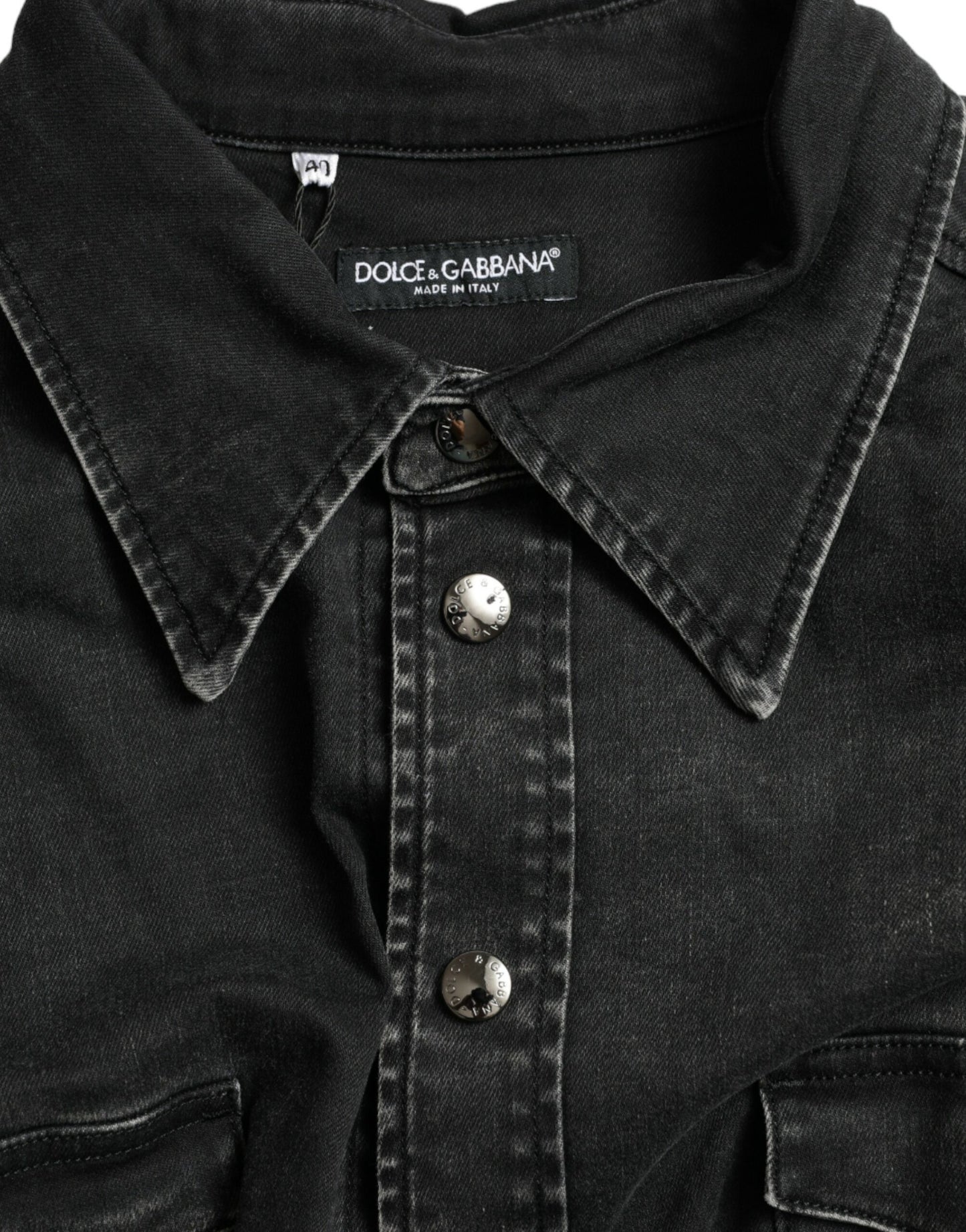 Dolce & Gabbana Black Cotton Long Sleeve Denim Casual Shirt