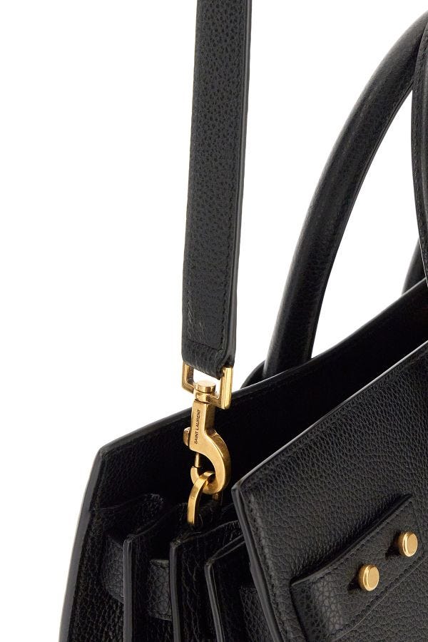 Saint Laurent Black Calf Leather Sac De Jour Handbag