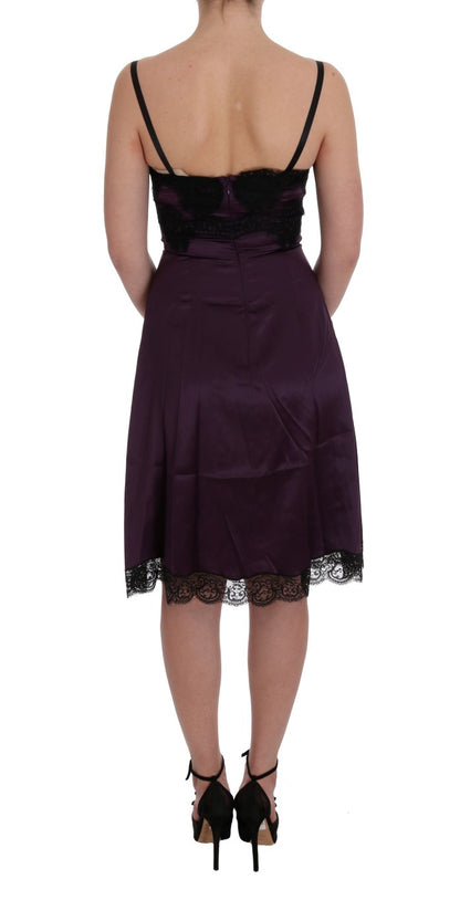 Dolce & Gabbana Elegant Purple Silk Lace Shift Dress