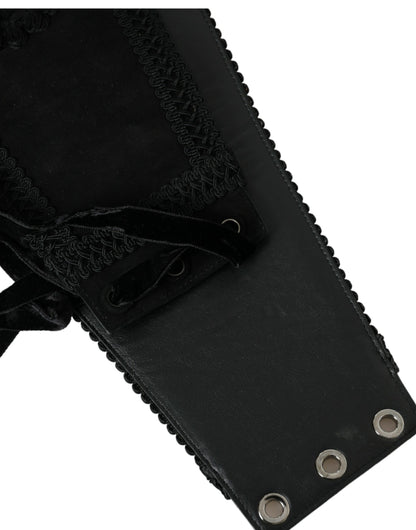 Dolce & Gabbana Black Canvas Embellished Waist Women Belt