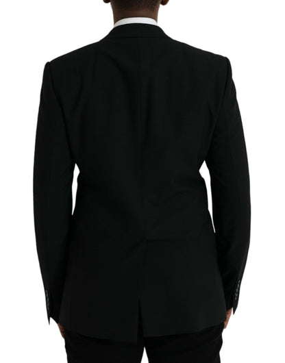 Dolce & Gabbana Black Crown Bee MARTINI Single Breasted Coat Blazer