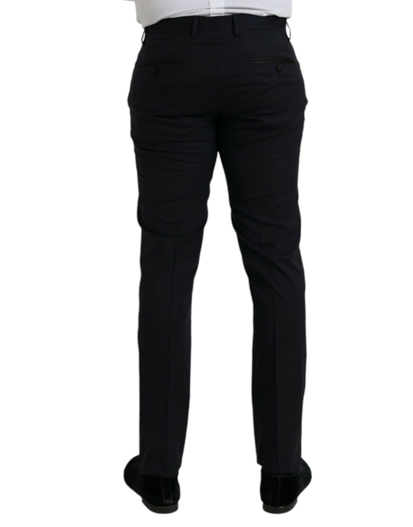 Dolce & Gabbana Dark Blue Wool Slim Fit Formal Pants