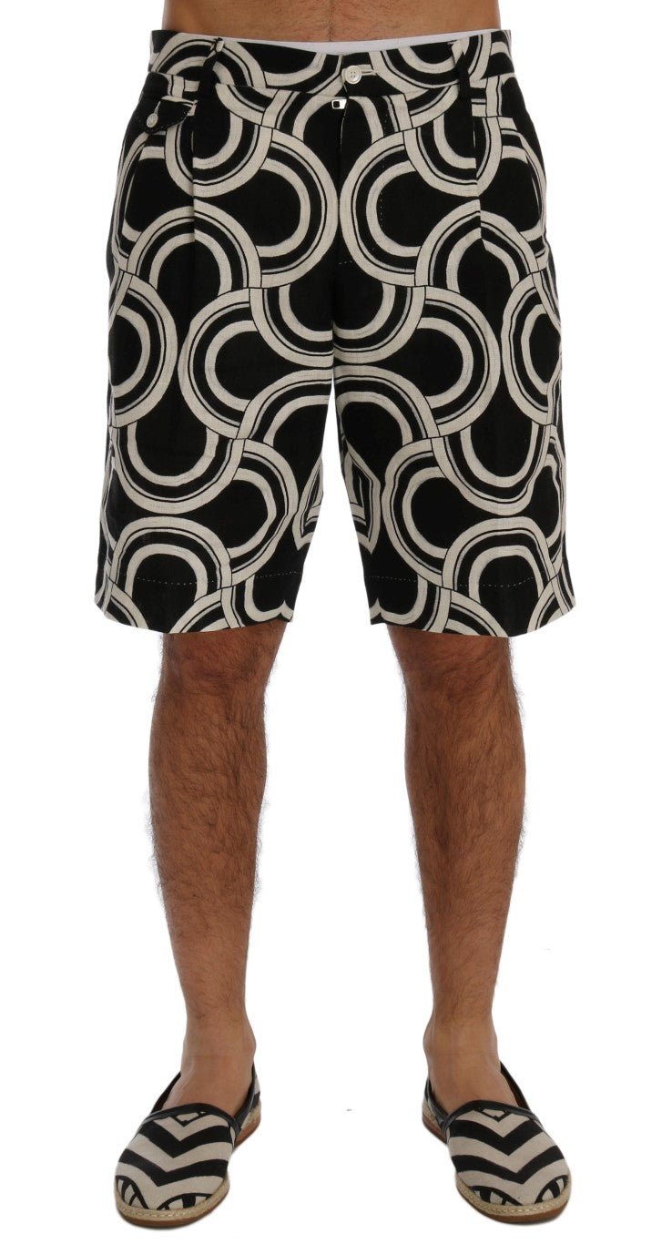 Dolce & Gabbana Chic Black & White Patterned Linen Shorts