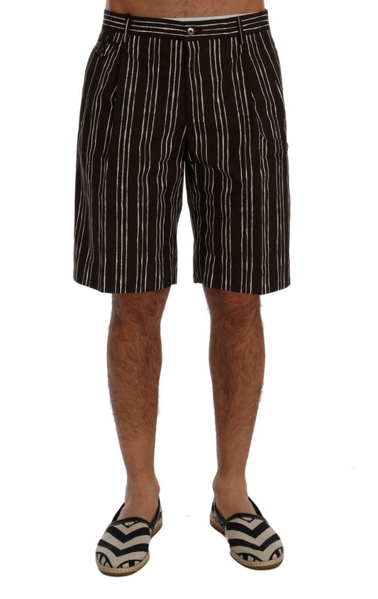 Dolce & Gabbana Bordeaux Striped Cotton Knee High Shorts