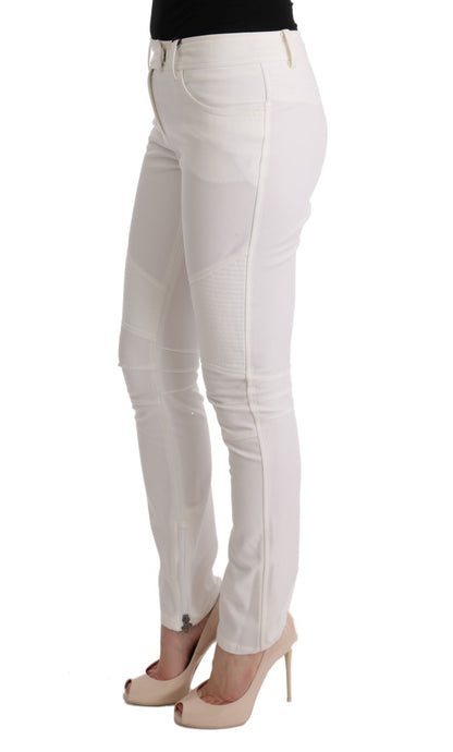 Ermanno Scervino Chic White Slim Fit Cotton Pants