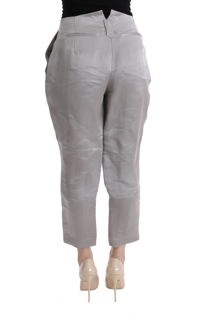 Ermanno Scervino Chic Gray Cropped Silk Pants