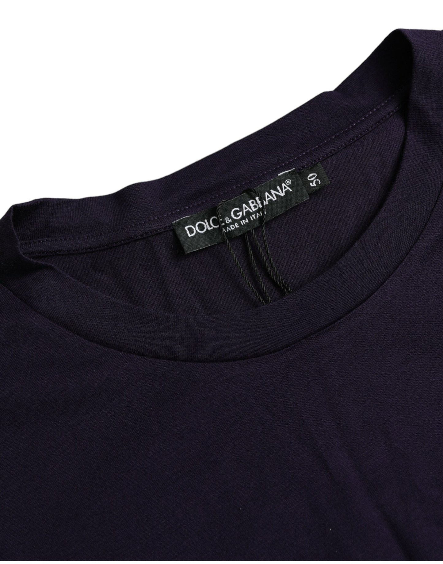 Dolce & Gabbana Purple Logo Patch Short Sleeve Cotton T-shirt