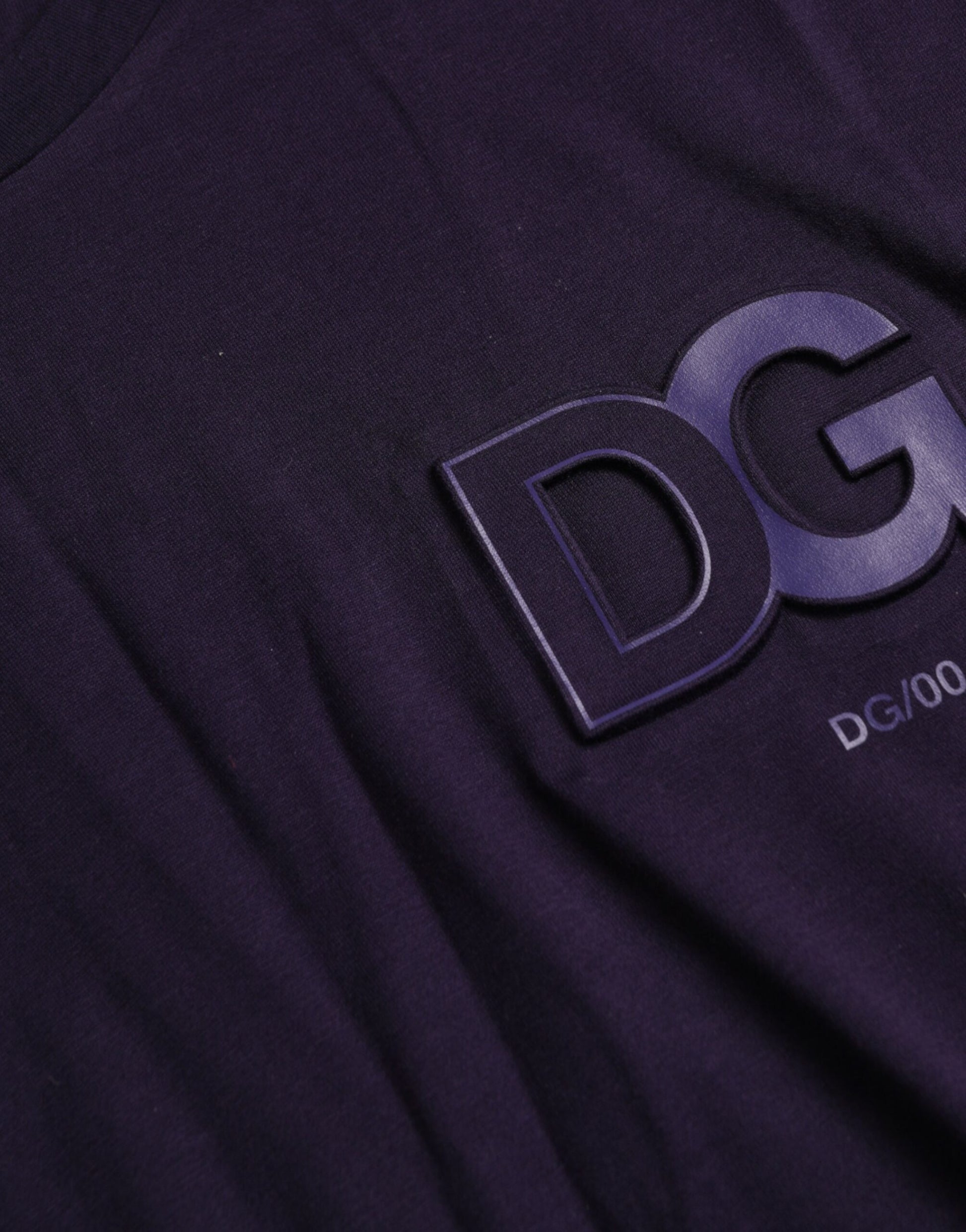 Dolce & Gabbana Purple Logo Patch Short Sleeve Cotton T-shirt