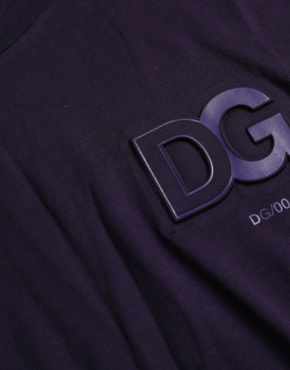 Dolce & Gabbana Purple Logo Patch Short Sleeve Cotton T-shirt