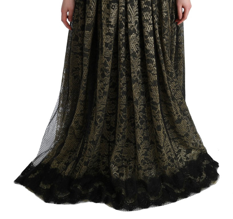 Dolce & Gabbana Sunflower Lace Crystal Maxi Shift Dress