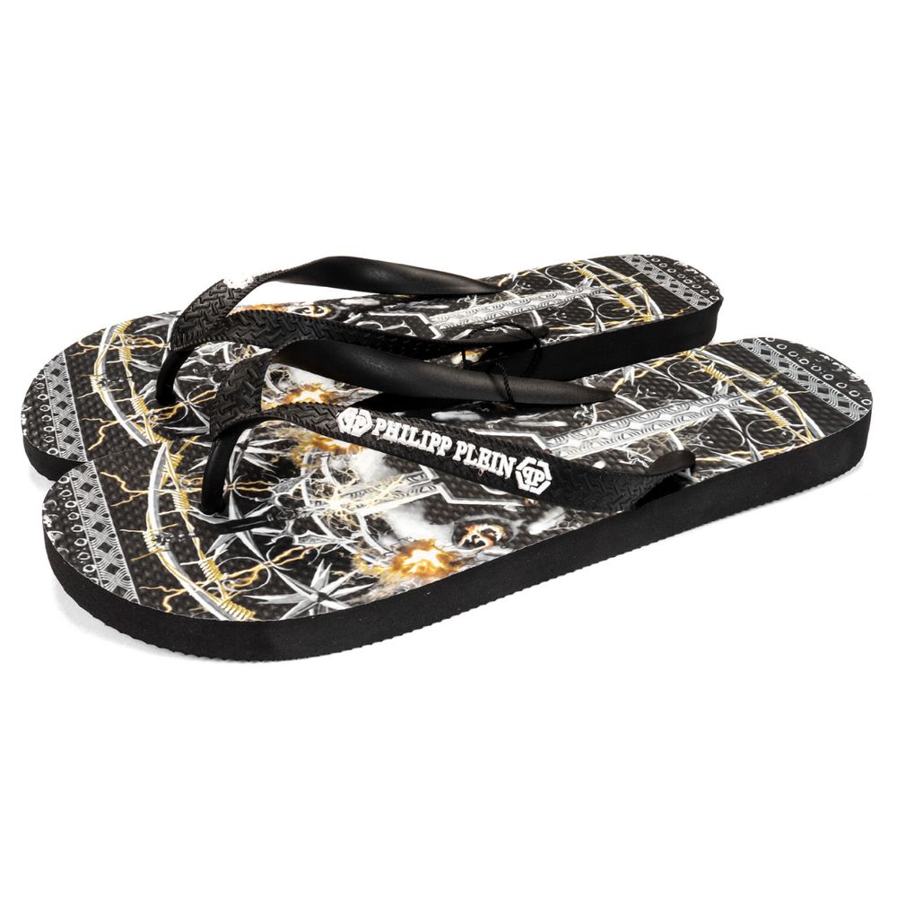 Philipp Plein Multicolor Graphic Print Women's Flip Flops