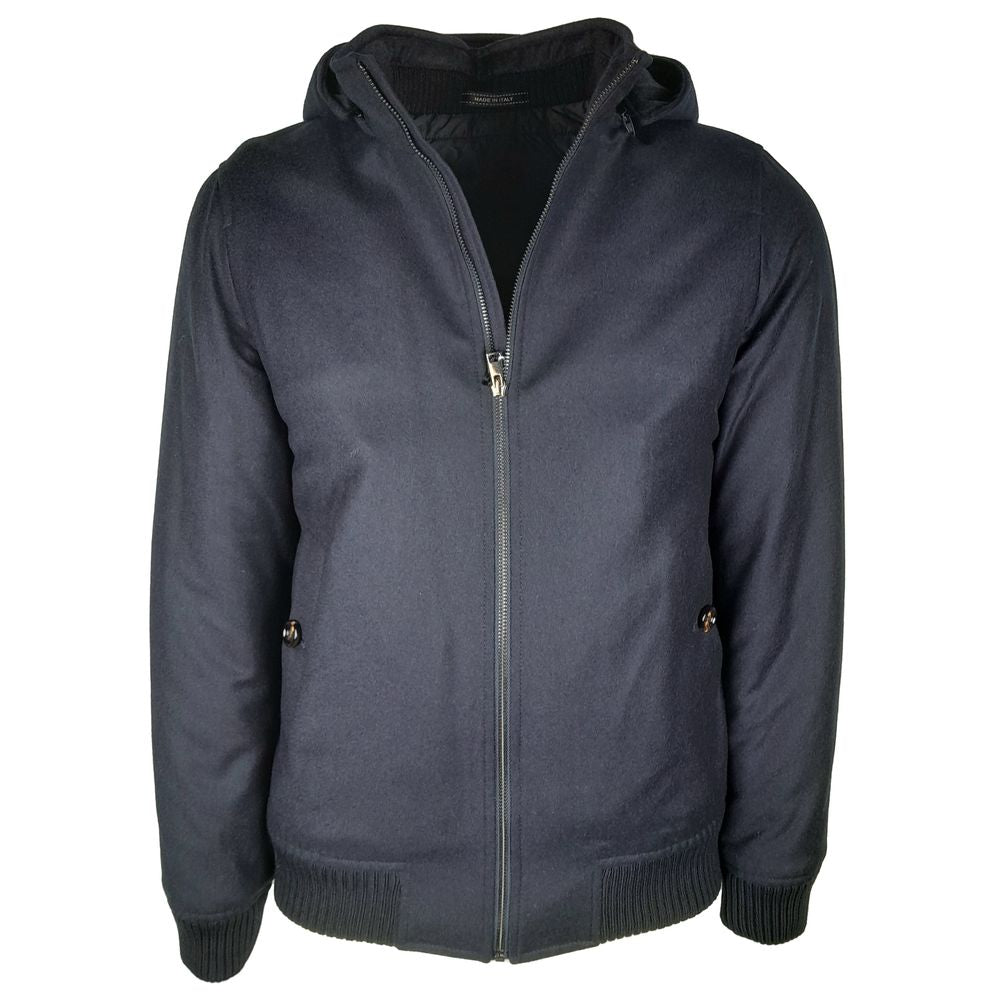 Made in Italy Elegant Wool-Cashmere Men's Jacket with Hood