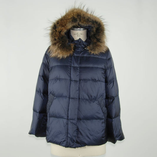 Emilio Romanelli Chic Blue Polyamide Jacket with Detachable Fur