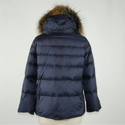 Emilio Romanelli Chic Blue Polyamide Jacket with Detachable Fur