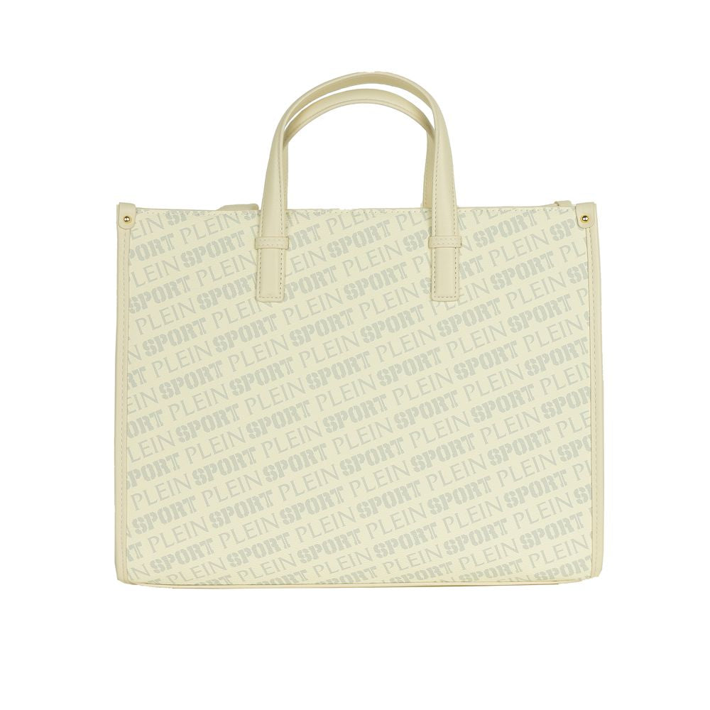 Plein Sport Stunning White Tote Bag with Cross Belt