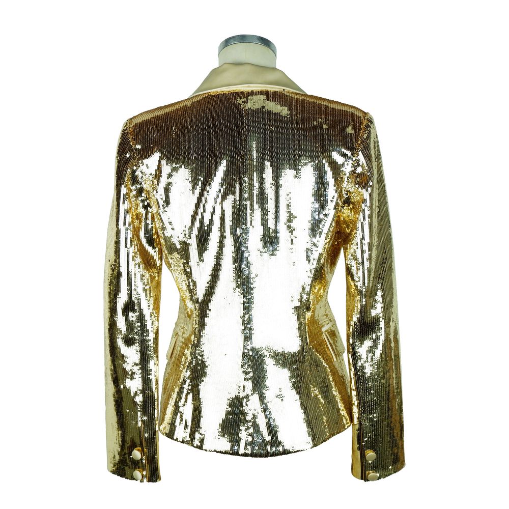 Elisabetta Franchi Chic Sequined Double-Breasted Yellow Jacket