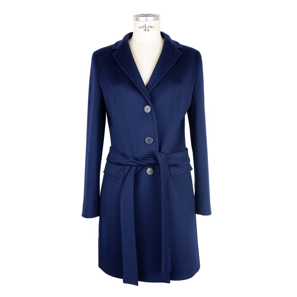 Made in Italy Elegant Wool Vergine Women's Blue Coat