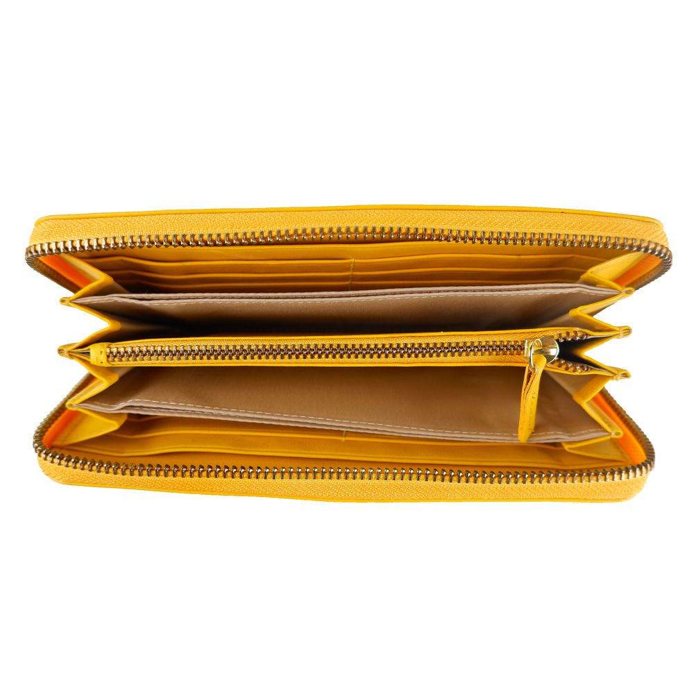 Cavalli Class Elegant Calfskin Leather Wallet in Vibrant Yellow