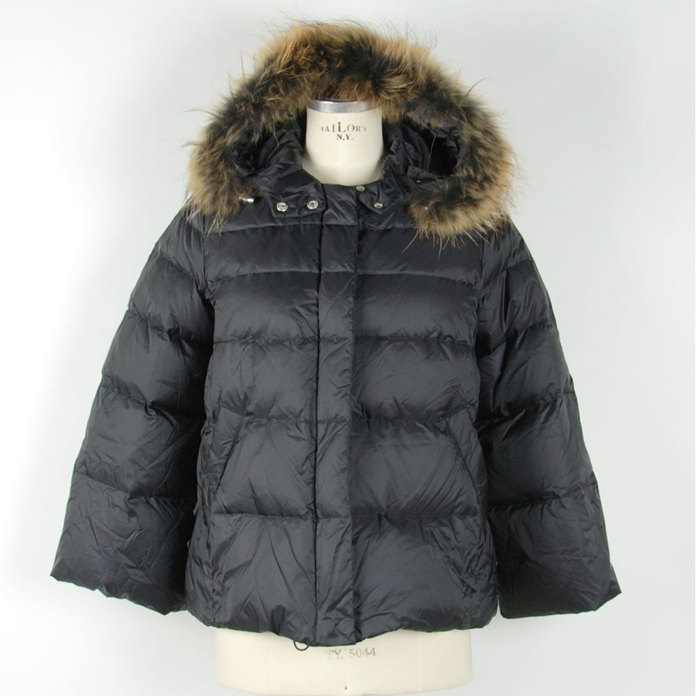 Emilio Romanelli Elegant Black Polyamide Jacket with Fur