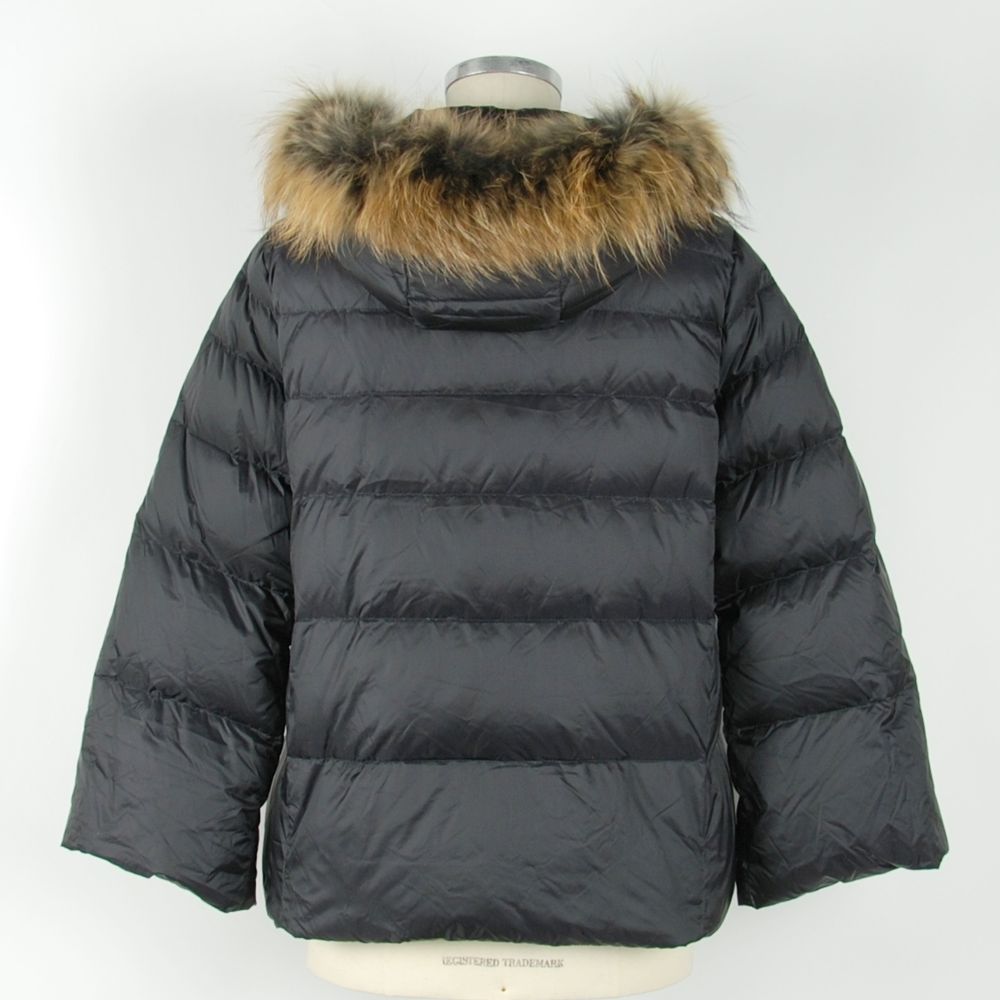 Emilio Romanelli Elegant Black Polyamide Jacket with Fur