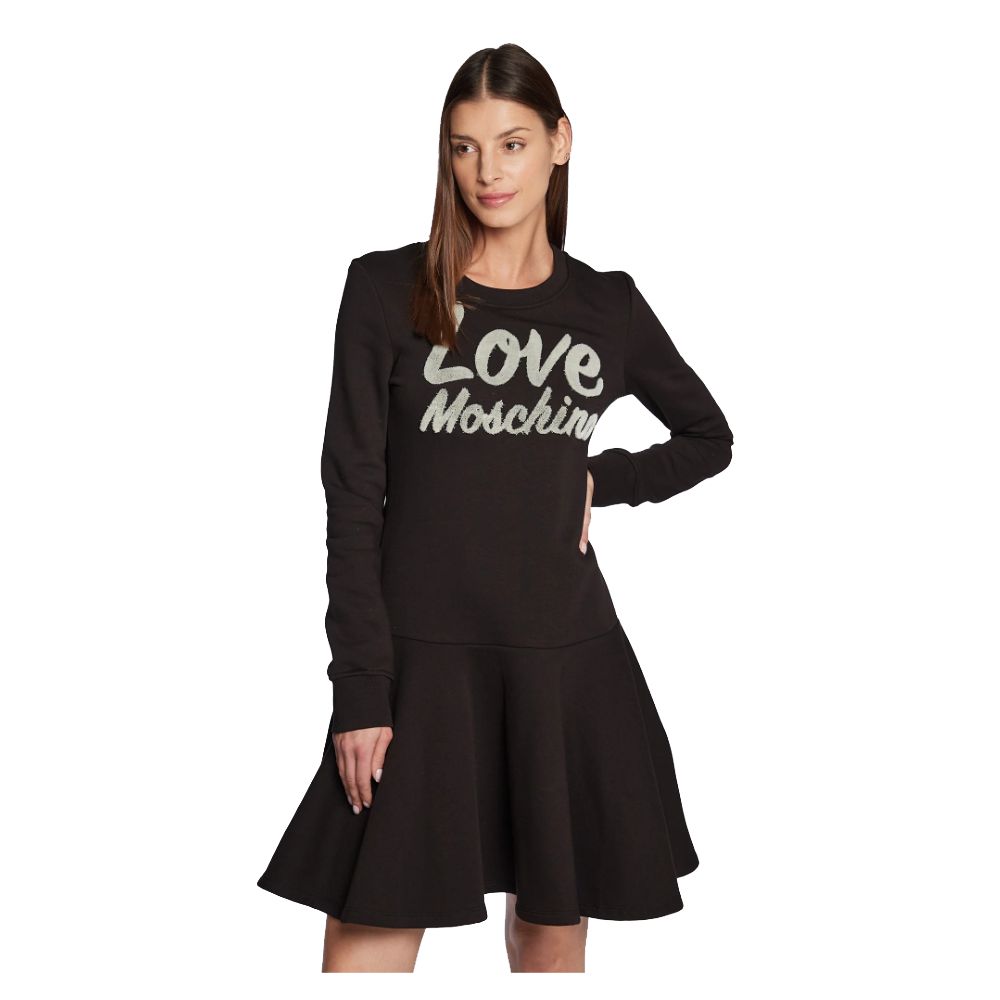 Love Moschino Chic Embossed Logo Cotton Blend Dress