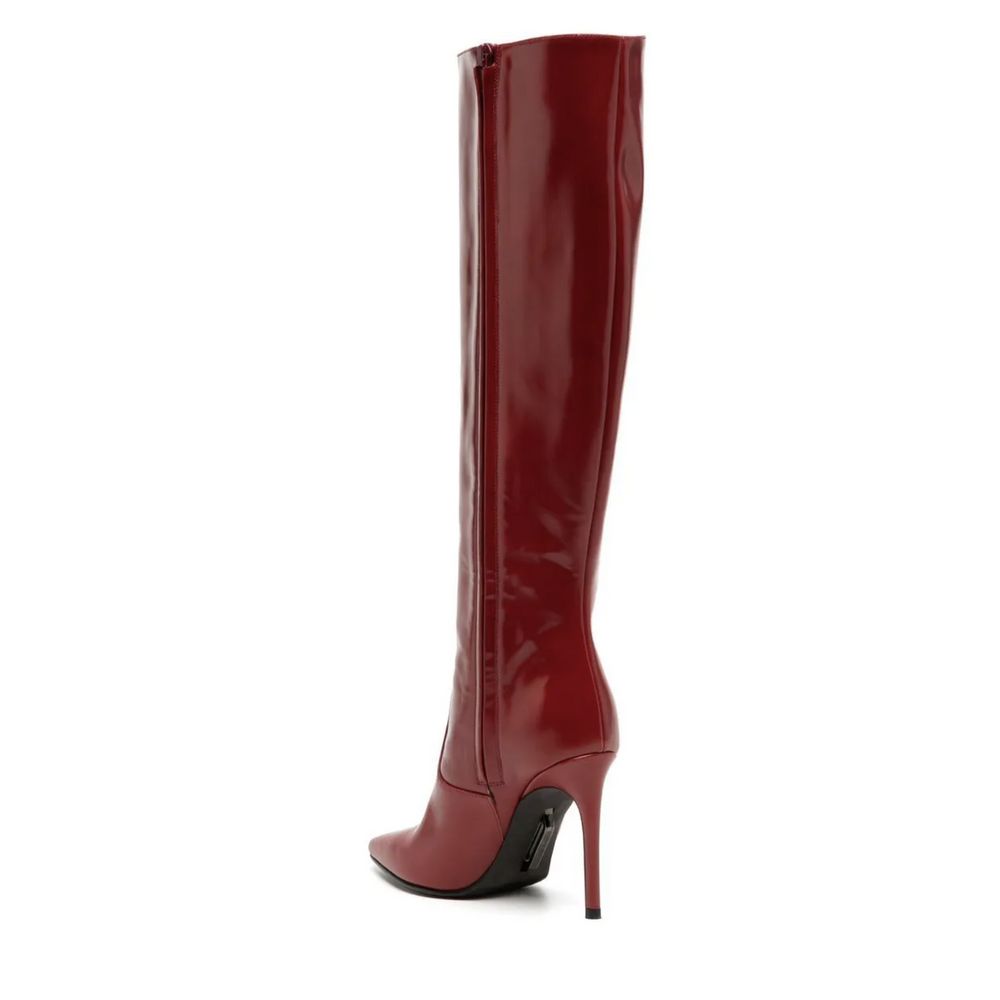 Off-White Chic Scarlet Patent Leather Stiletto Boots