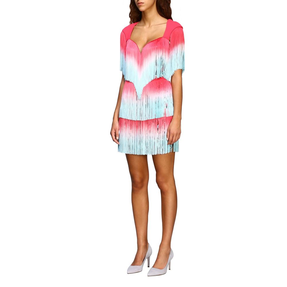 Elisabetta Franchi Elegant Pink Fringe Cocktail Dress