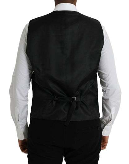 Dolce & Gabbana Black Wool Waistcoat Dress Formal Vest