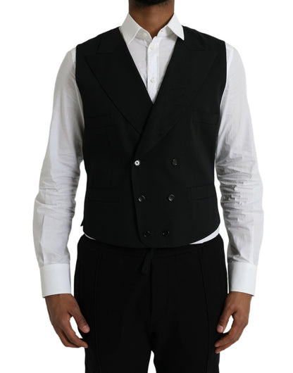 Dolce & Gabbana Black Wool Waistcoat Dress Formal Vest