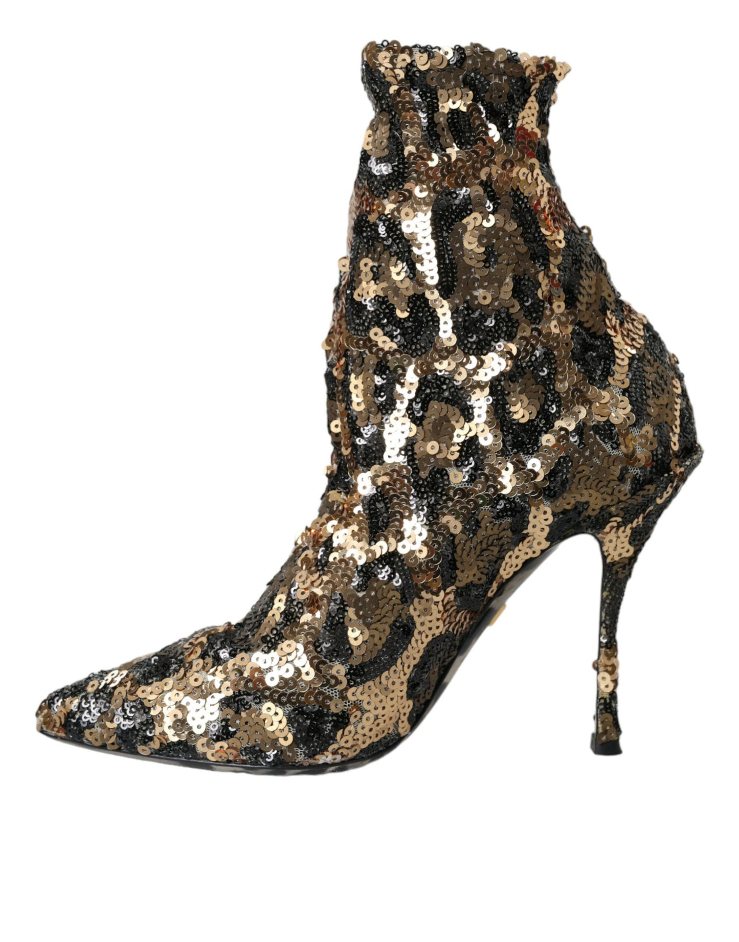 Dolce & Gabbana Gold Leopard Sequins Heels Boots Shoes