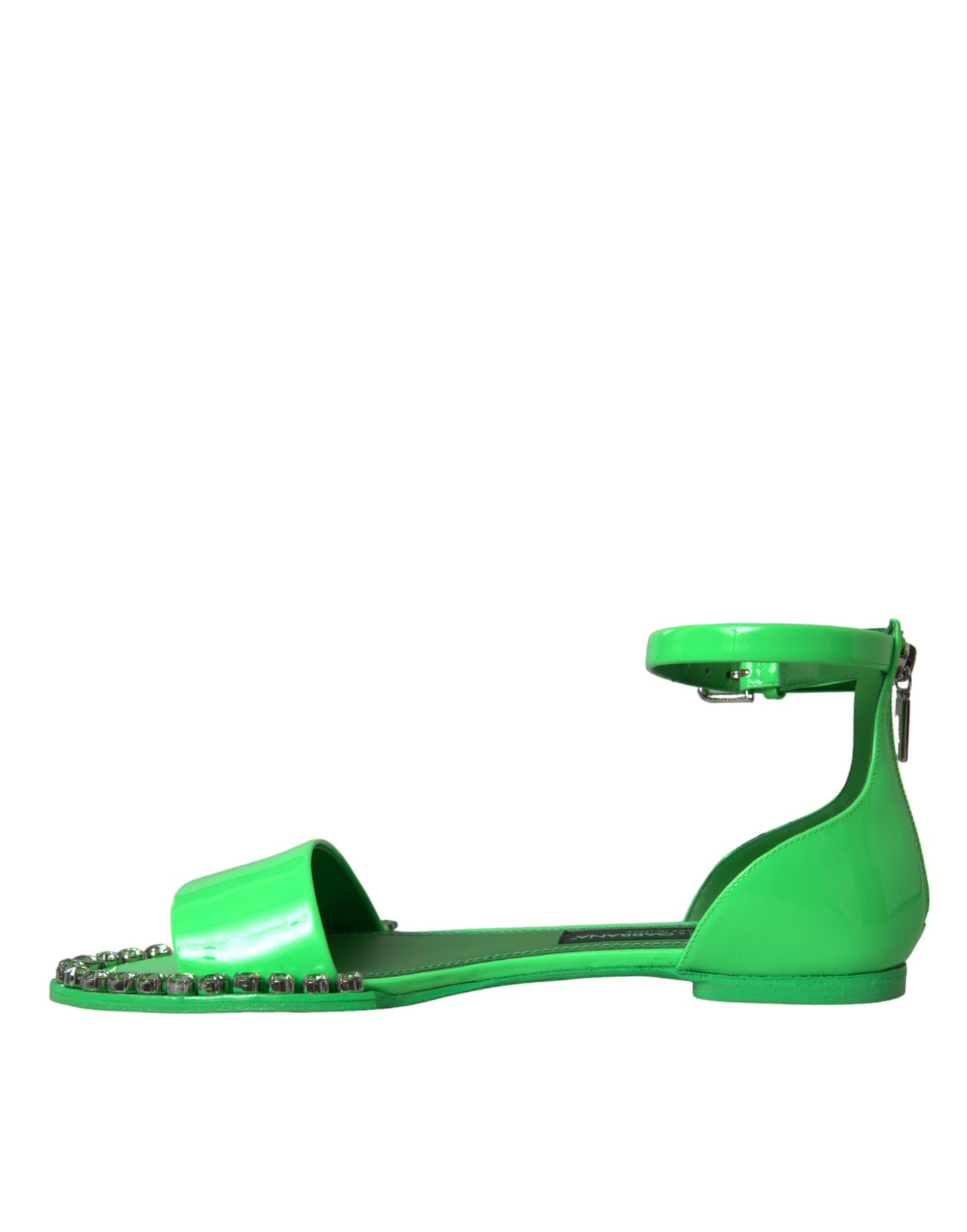 Dolce & Gabbana Neon Green Crystal Ankle Strap Sandals Shoes