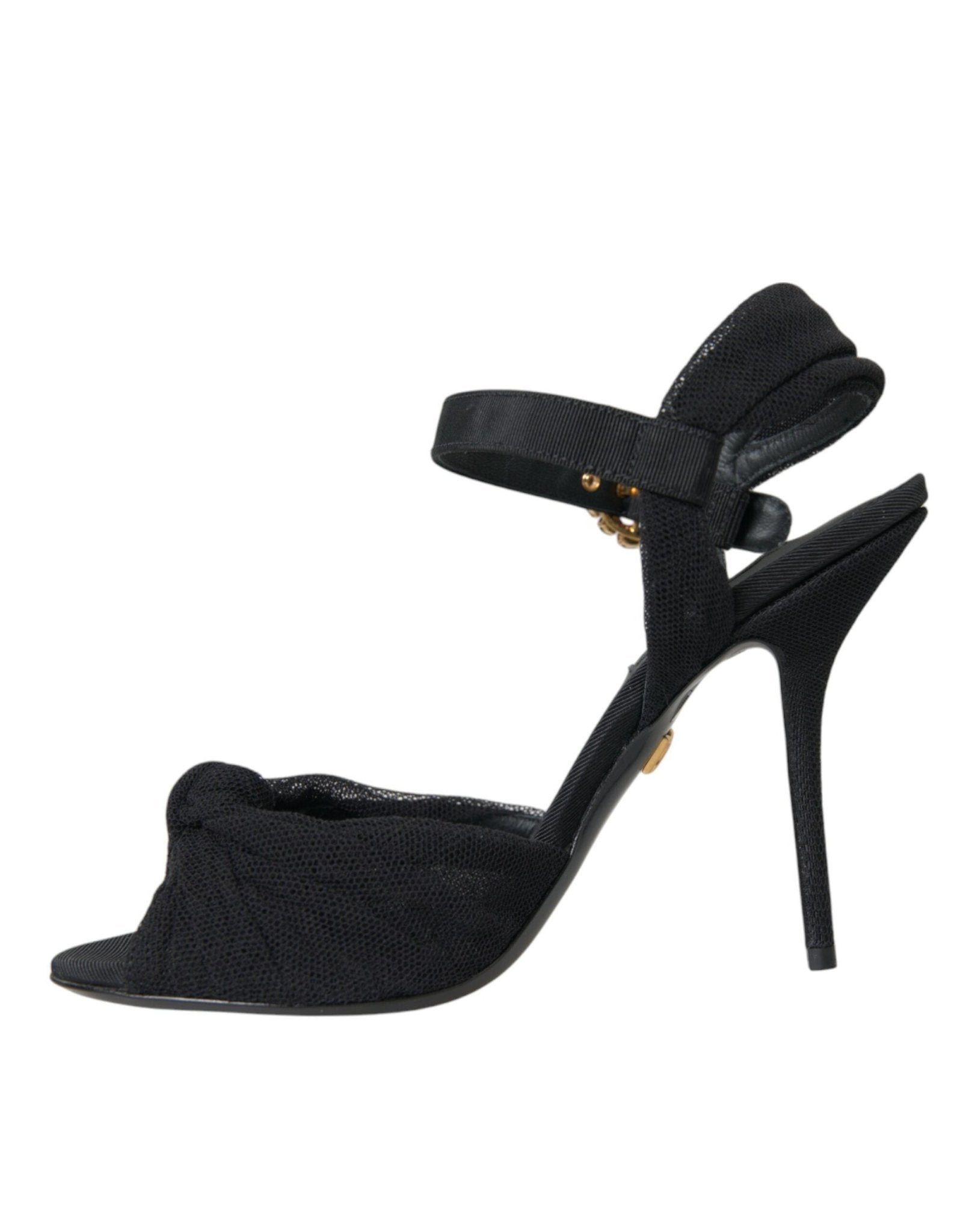 Dolce & Gabbana Black Suede Embellished Heels Sandals Shoes