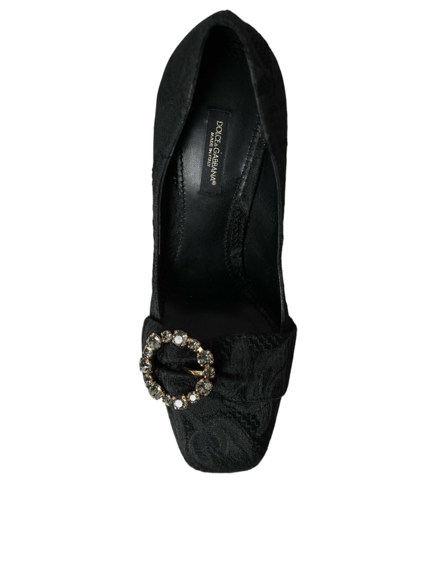 Dolce & Gabbana Black Brocade Crystals Heels Pumps Shoes