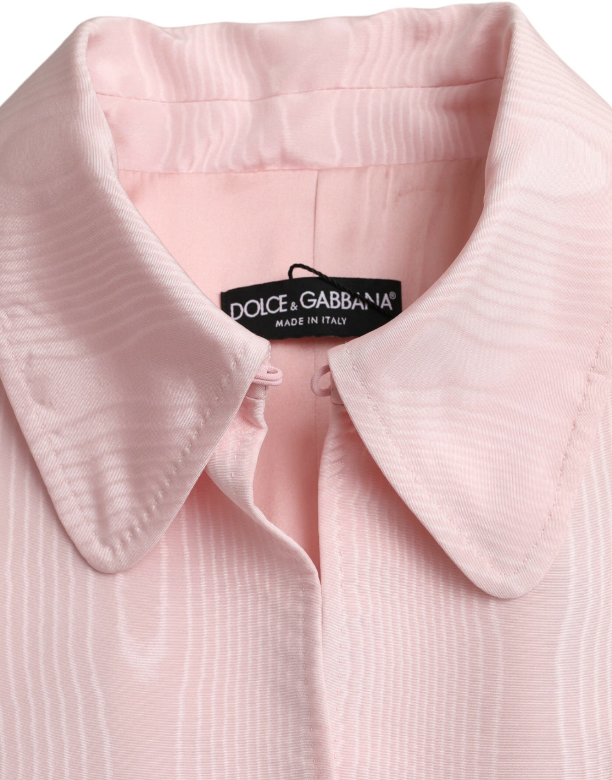 Dolce & Gabbana Light Pink Silk Long Maxi Cape Coat Jacket