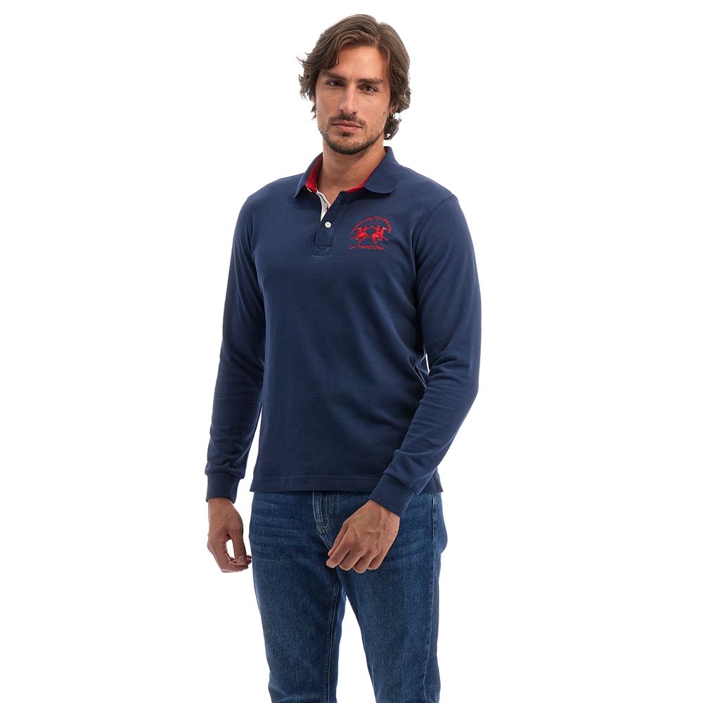 La Martina Blue Cotton Polo Shirt