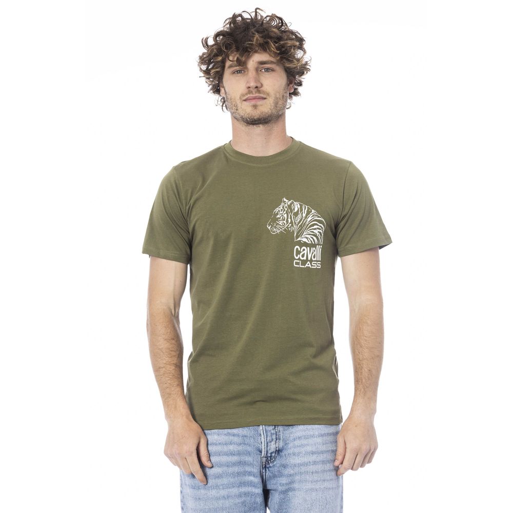 Cavalli Class Green Cotton Men T-Shirt