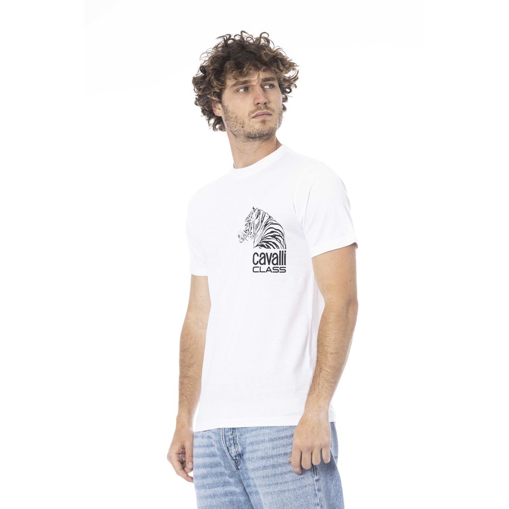 Cavalli Class White Cotton Men T-Shirt