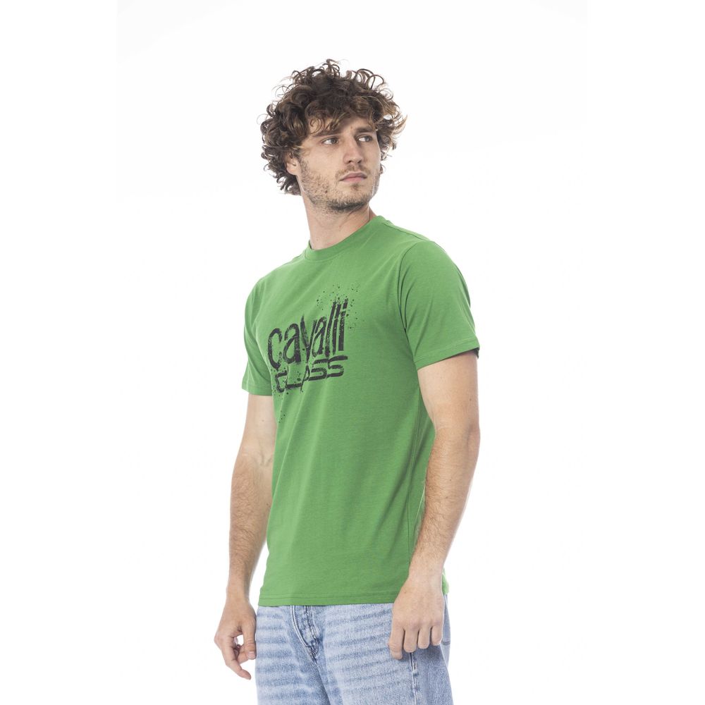 Cavalli Class Green Cotton Men T-Shirt